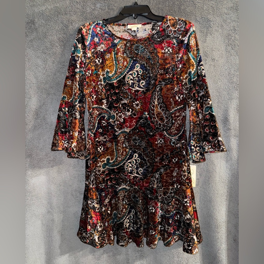 NWT Prelude Elegant Paisley Long Sleeve Dress Size Small